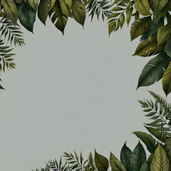 Border template with green leaves