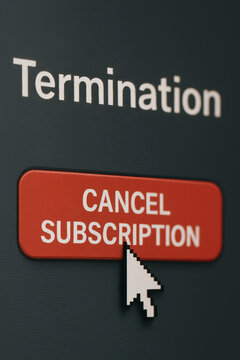 Cursor hovering over a red cancel subscription button on a screen displaying termination generic payment services