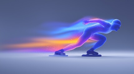 speed skating banner. speed skating dynamic wallpaper with colorful light trails on a dark background