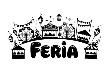 Festival night fun fairgrounds: festive lanterns, ferris wheels, carnival tents