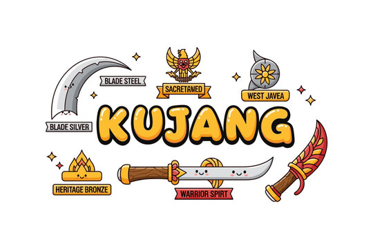 Kujang icons: detailed elements of indonesian traditional weaponry