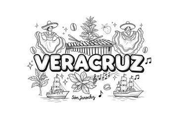 Veracruz culture and tradition: dancing, music, and maritime heritage in black and white