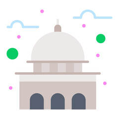 Architectural Icon: A simplified illustration showcases a prominent government building, featuring a domed roof and a symmetrical facade, embodying the essence of power and historical significance.