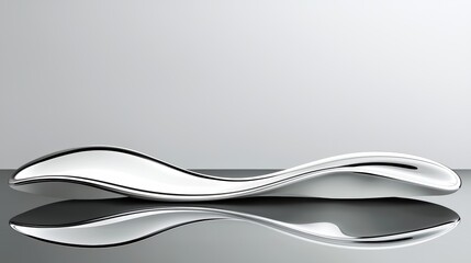 Obraz premium A modern, abstract sculpture made of polished metal.