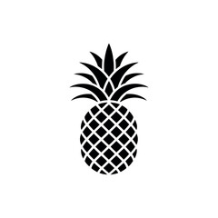 Obraz premium A simple black silhouette of a ripe pineapple on a white background