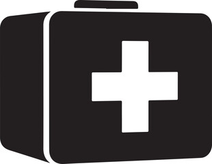 Obraz premium First Aid Kit Medical Symbol Silhouette Emergency Medical Kit Icon Illustration Healthcare First Aid Box Black Symbol