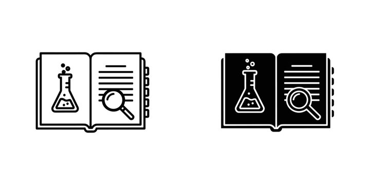 Science education icons set flat design chemistry lab notebook vector illustration