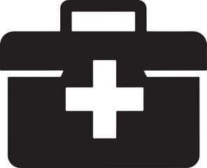 Obraz premium First Aid Kit Medical Symbol Silhouette Emergency Medical Kit Icon Illustration Healthcare First Aid Box Black Symbol