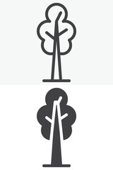 Stylized tree plant shown in different style icon set. Line, outline and solid icon with editable stroke vector sign and symbol. Tree plant icon for forest, ecology and nature icon.