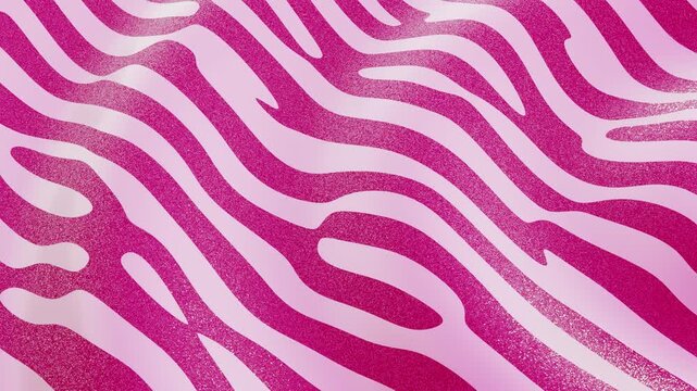 Horizontal 3d abstract pink zebra animal glitter pattern stripes copyspace loop animation banner template background wallpaper texture sparkle fashion design textile fabric pastel vibrant party
