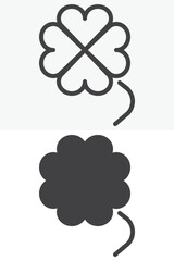 Clover plant leaves shown in different style icon set. Line, outline and solid icon with editable stroke vector sign and symbol. Clover leaves icon for nature, luck and ecology icon.