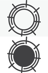 Sun symbol with circular rays in different style icon set. Line, outline and solid icon with editable stroke vector sign and symbol. Sun energy icon for solar power, ecology and energy icon.