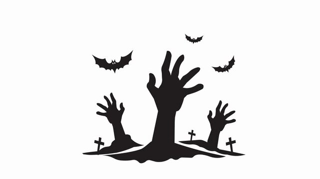 Halloween Zombie Hands Rising Silhouette Graphic
