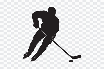 Hockey Player Silhouette with Puck