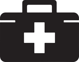 Obraz premium First Aid Kit Medical Symbol Silhouette Emergency Medical Kit Icon Illustration Healthcare First Aid Box Black Symbol