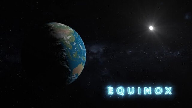 earth in space , spring equinox , summer solstice , 3d rendering 