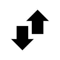 Up and down arrows icon representing data transfer, exchange, sync, upload, and download. Icon Vector