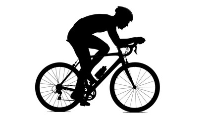 Obraz premium Silhouette of a professional cyclist riding a road bike in a racing position.