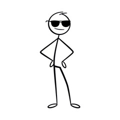 Simple Stick Figure Man Wearing Sunglasses.
