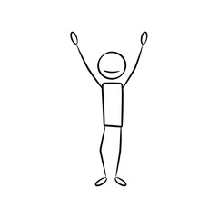 Simple Stick Figure with Raised Arms.