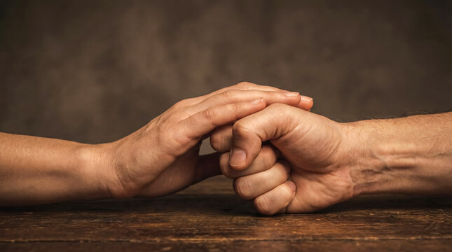 Hand covering clenched fist close up support empathy anger management mental health background copy space calmness patience care help