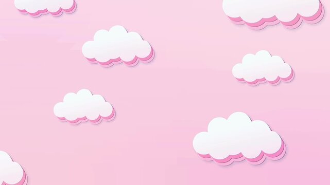 Pink Sky Background Moving Cartoon Clouds Seamless Loop