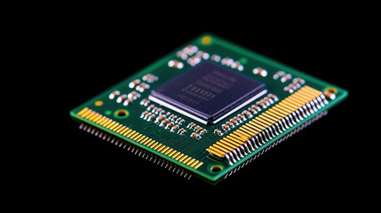 Close up view of microprocessor showcasing intricate circuitry and gold pins, highlighting technology and innovation