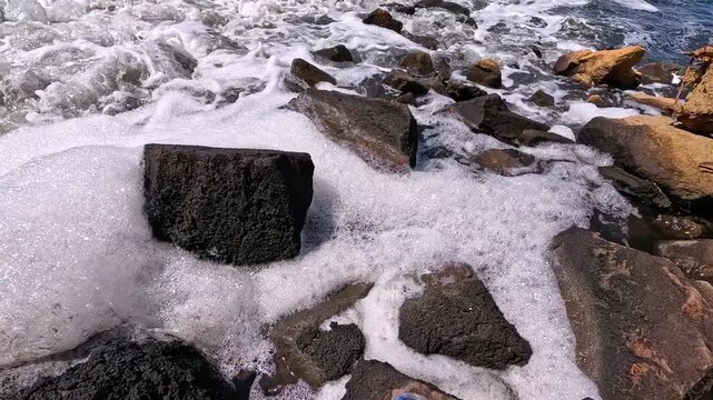 The Khadzhibey Estuary, Polluted water from a pipe from the "Irrigation Field" flows into the estuary