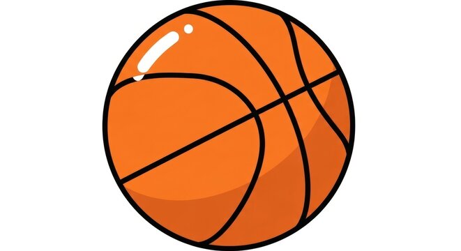 Simple cartoon style basketball isolated on white background