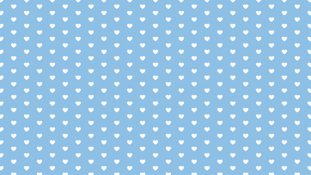 Cute white heart seamless pattern on pastel blue background. Minimalist romantic vector for boy baby shower, nursery decor, and fashion textile
