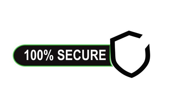 100 Secure Badge with shield Icon Website Guarantee. Badge for commerce website.