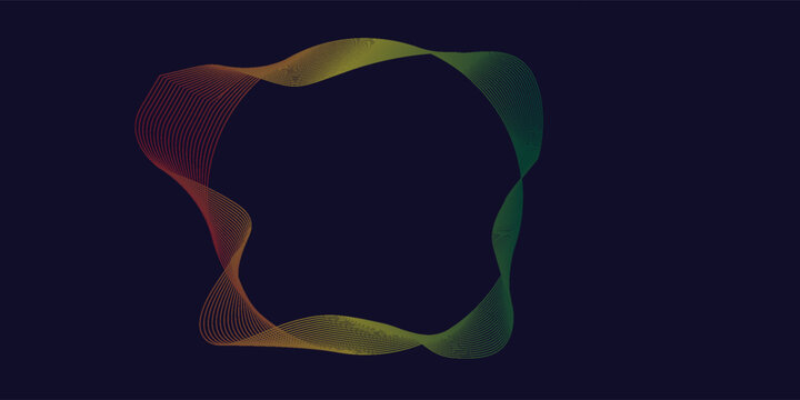 Vector abstract circles lines wavy in round frame colorful spectrum light isolated on black background with empty space for text in concept technology, digital. vectors