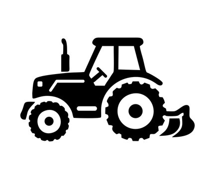 Silhouette tractor agricultural farm vehicle machinery equipment  illustration on transparent background. 