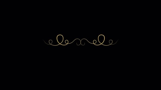 Elegant gold flourish ornament on black background.