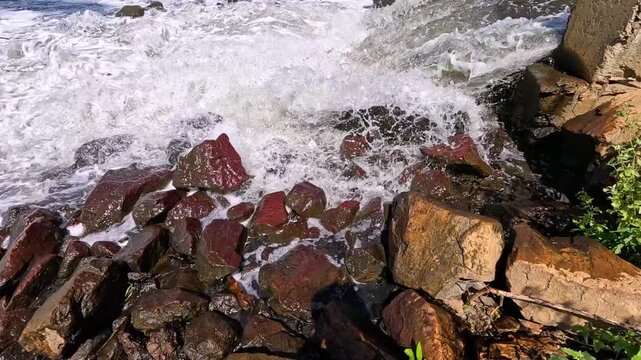 The Khadzhibey Estuary, Polluted water from a pipe from the "Irrigation Field" flows into the estuary