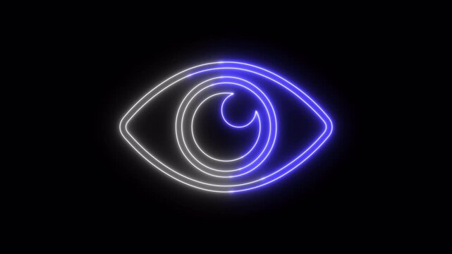 Eye glowing neon icon video animation	