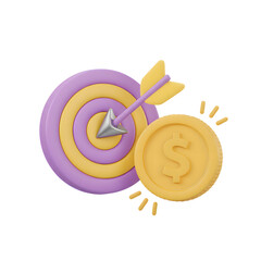 3D Financial Goal Icon on a White Background