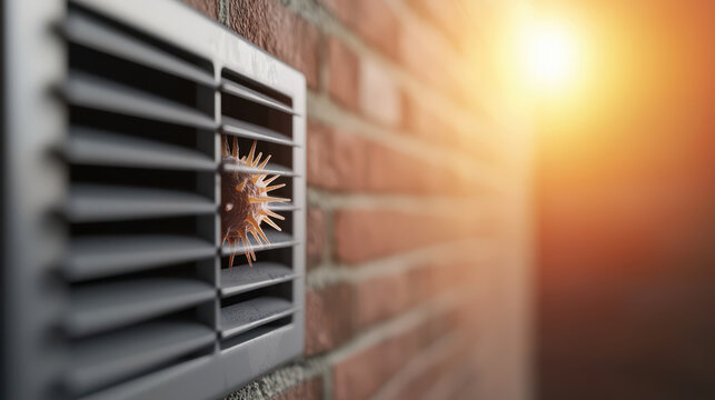 Pathogen growth around bathroom vent shows potential health risks in indoor environments. Sunlight highlights importance of ventilation
