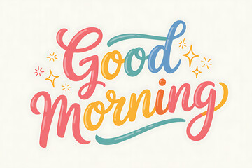 Obraz premium Vibrant Good Morning greeting with colorful typography and sparkles