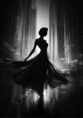 Frau, Schwarz Wei&szlig; Foto, dynamisch