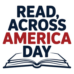 Read Across America Day typography design with open book icon promoting literacy education and reading awareness © muhammad