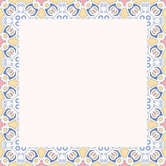 Elegant Square Border with Symmetrical Pastel Ornamentation