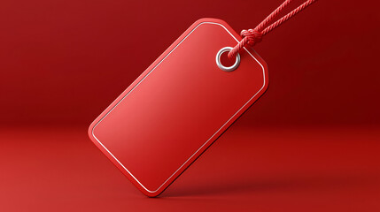 Fototapeta premium A vibrant red tag against a matching background, perfect for pricing, labeling, or promotional purposes in marketing materials.