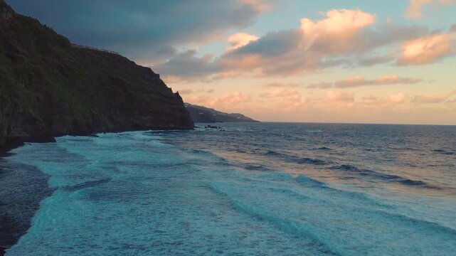 Nogales beach (Playa de Nogales) with the cliffs of, island of La Palma. Canary Islands. Spain