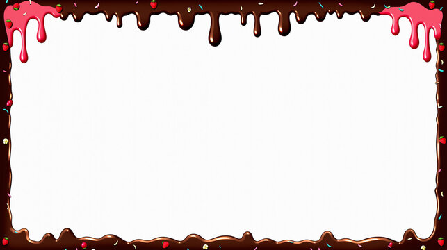 溶けたチョコレートとイチゴソースが滴る可愛いフレーム