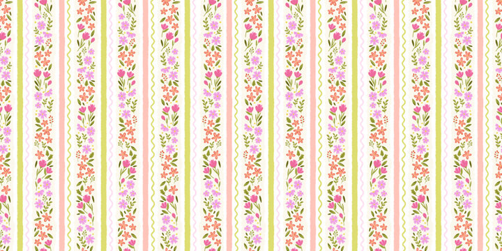 Cute hand drawn ditsy seamless pattern, lovely floral background, great for textiles, banners, wallpapers, wrapping - vector design