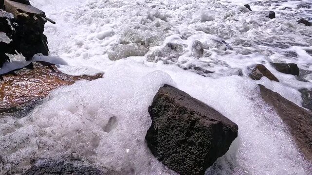 The Khadzhibey Estuary, Polluted water from a pipe from the "Irrigation Field" flows into the estuary