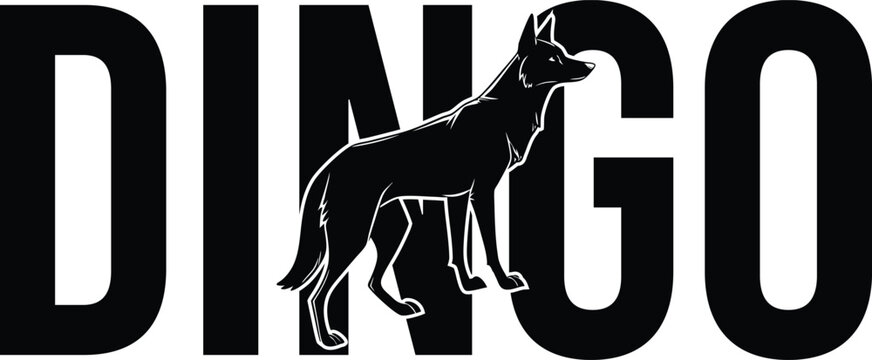 Dingo Silhouette Vector Illustration, Australian Canine Wildlife Design, Wild Dog Graphic Element