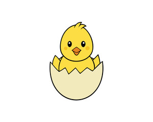 Fototapeta premium Hatching Chick Vector Illustration, New Life and Spring Symbol