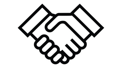 Obraz premium Business handshake icon in minimal outline style representing partnership, agreement, trust and professional collaboration concept